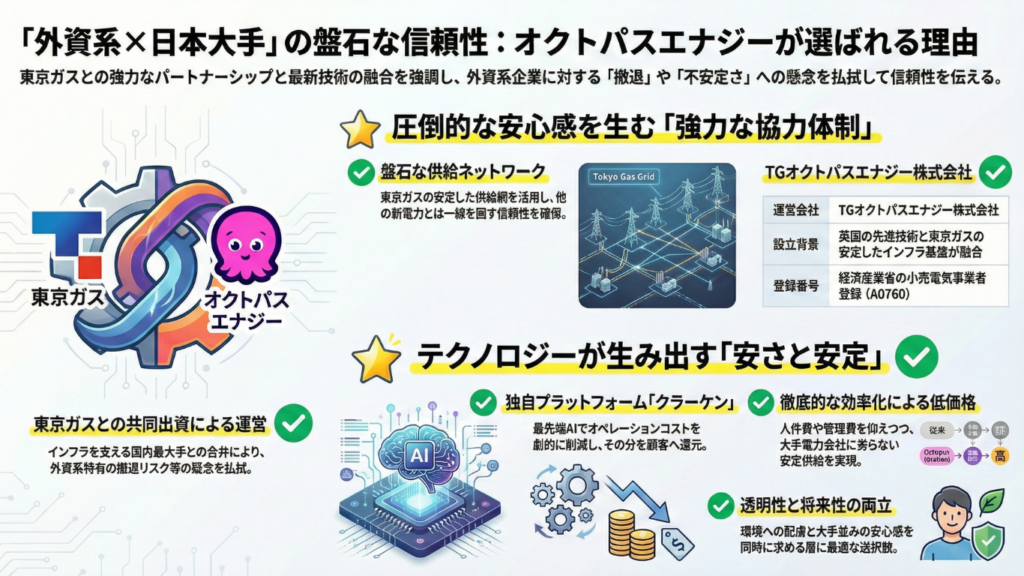 東京ガスとの合弁による外資系×日本大手の盤石な信頼性